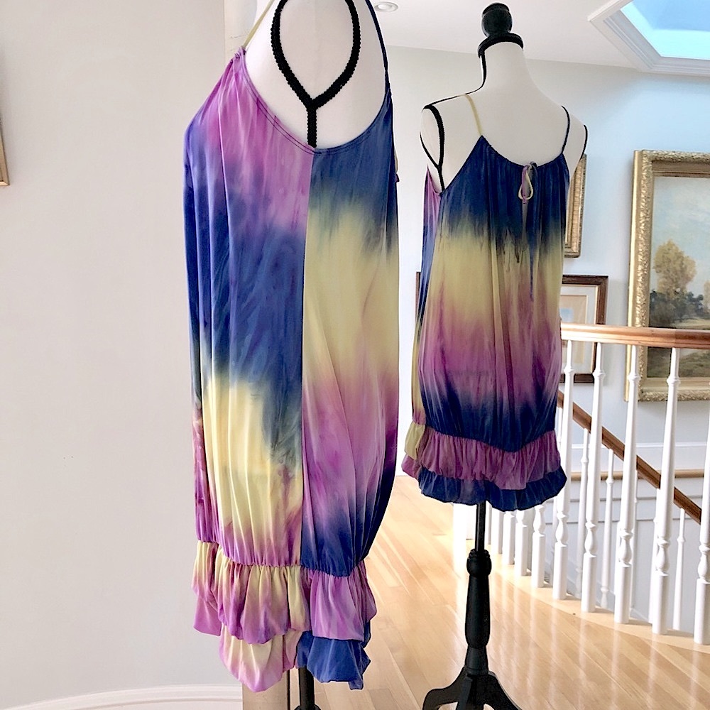 ❌SOLD❌ ★LIKE NEW★ Tie Dyed Mini Dress, PINK YELLOW PURPLE - Picture 5 of 14
